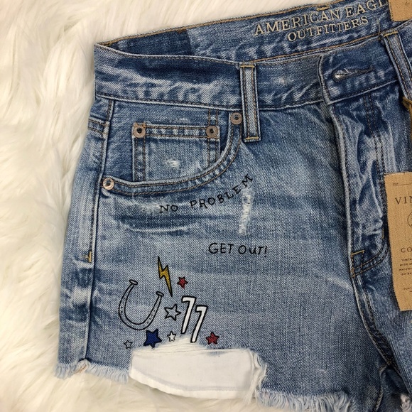 AEO Vintage HI-RISE Graphic Festival Short Button - Picture 2 of 8